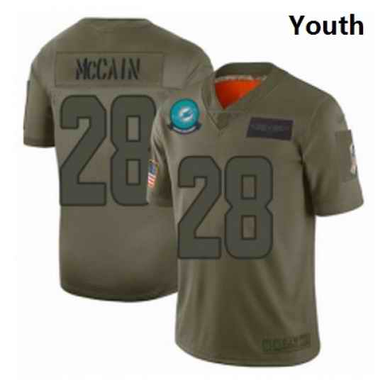 Youth Miami Dolphins 28 Bobby McCain Limited Camo 2019 Salute to Service Football Jersey